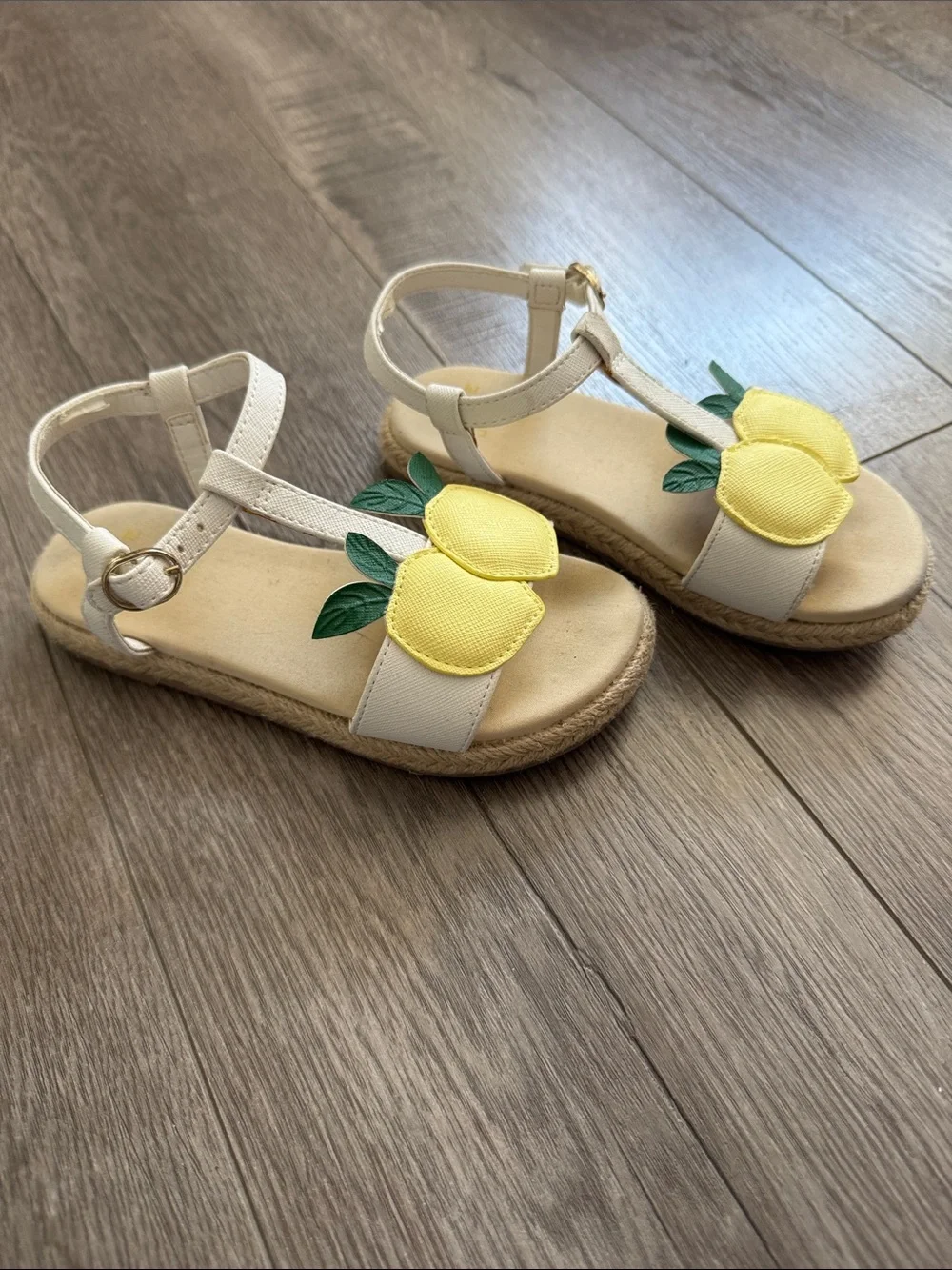 Janie and Jack Lemon Sandal - White Strap with Yellow Lemon Appliqués
